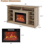 Meuble TV console de ferme 58 pouces avec étagères de rangement, cheminée 23 pouces avec flamme réglable sur 3 niveaux pour le salon