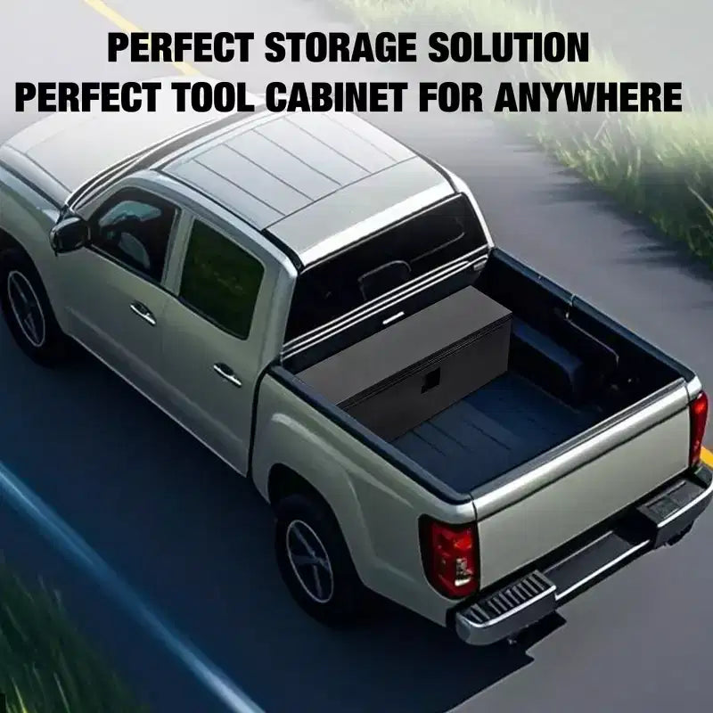 Boîte à outils robuste en aluminium pour benne de camion, boîte à outils en tôle larmée avec poignée latérale et clés de verrouillage, organiseur de rangement pour pick-up, benne de camion