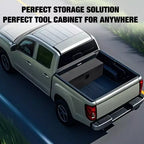 Boîte à outils robuste en aluminium pour benne de camion, boîte à outils en tôle larmée avec poignée latérale et clés de verrouillage, organiseur de rangement pour pick-up, benne de camion