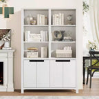 Étagère haute de 179,5 cm, bibliothèque à 5 niveaux de largeur double avec placards et double espace de rangement, bibliothèque en bois pour salon, bureau, bibliothèque