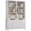 70.7 Inch High Bookshelf, 5-Tier Double-Width Bookcase with Cabinets and Double Storage Space, Wooden Bookcase for Living Room Office Library