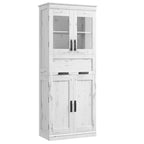 Meuble de salle de bain haut Coolmee de 170 cm avec 4 portes et tiroir basculant en verre, armoire de rangement avec étagères réglables, organisateur autoportant pour la maison