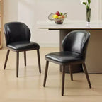 Lot de 2 chaises de salle à manger en cuir PU avec pieds en bois, chaise de cuisine moderne du milieu du siècle avec dossier, assemblage facile, pour cuisine et salon