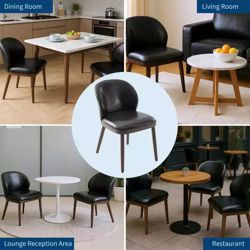 Lot de 2 chaises de salle à manger en cuir PU avec pieds en bois, chaise de cuisine moderne du milieu du siècle avec dossier, assemblage facile, pour cuisine et salon