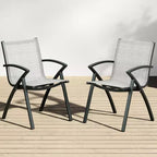Lot de 4 chaises de salle à manger de patio en aluminium avec maille Textilène à séchage rapide, sièges ergonomiques d'extérieur pour piscine, jardin, terrasse et usage commercial