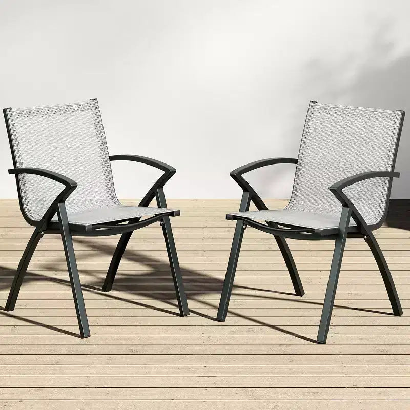 Lot de 4 chaises de salle à manger de patio en aluminium avec maille Textilène à séchage rapide, sièges ergonomiques d'extérieur pour piscine, jardin, terrasse et usage commercial