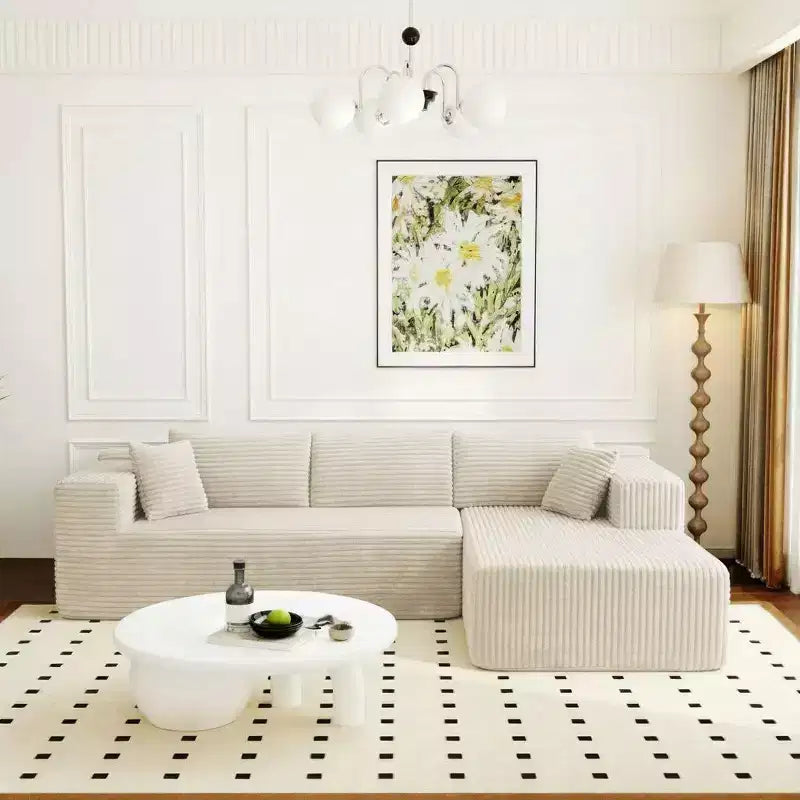 Famapy Canapé d'angle moderne compressé : Confort et style pour les espaces de vie contemporains, canapé en coton compressé sans assemblage avec méridienne.