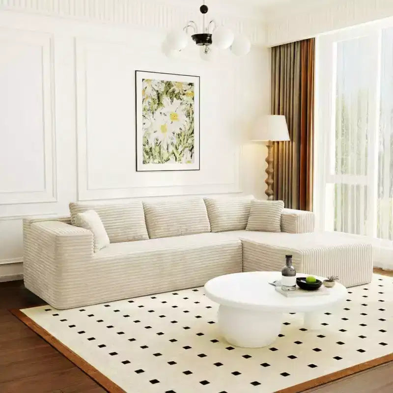 Famapy Canapé d'angle moderne compressé : Confort et style pour les espaces de vie contemporains, canapé en coton compressé sans assemblage avec méridienne.