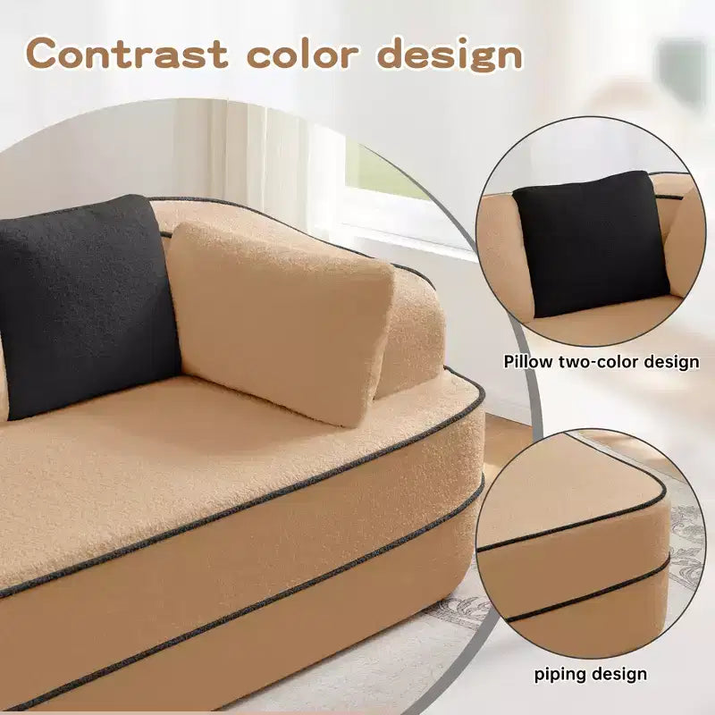 77.2 Canapé Teddy, éponge 32D, sans ossature, deux chaises longues, convertible, couleur contrastée, symétrique, salon