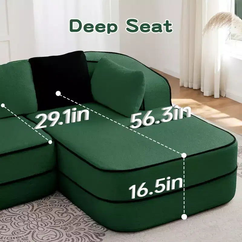 77.2 Canapé Teddy, éponge 32D, sans ossature, deux chaises longues, convertible, couleur contrastée, symétrique, salon