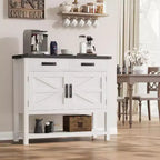 Console de style rustique avec rangement, placard à 2 portes et 2 tiroirs, table buffet multifonctionnelle pour entrée, cuisine, salon