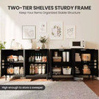 CuisinSmart Buffet en rotin, Armoire de rangement Bohème, Buffet 4 portes avec prise de courant pour cuisine, salle à manger, salon