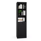 Bibliothèque haute de 180 cm avec placard, bibliothèque ouverte en bois à 3 niveaux avec étagères réglables, grande étagère de présentation, étagère autoportante pour la maison