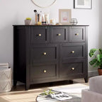 CuisinSmart Wood Dresser for Bedroom, 7 Drawer Chest of Drawers with Metal Handle, Closet Store Organizer for Living Room Hallway bedroom