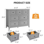 Commode en bois CuisinSmart pour chambre à coucher, commode à 7 tiroirs avec poignée en métal, organisateur de rangement de placard pour salon, couloir, chambre à coucher