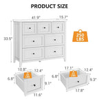 Commode en bois CuisinSmart pour chambre à coucher, commode à 7 tiroirs avec poignée en métal, organisateur de rangement de placard pour salon, couloir, chambre à coucher