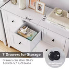 Commode en bois CuisinSmart pour chambre à coucher, commode à 7 tiroirs avec poignée en métal, organisateur de rangement de placard pour salon, couloir, chambre à coucher