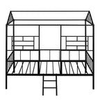 Cadre de lit maison en métal double Bellemave, cadre de lit mezzanine bas avec échelle, pour filles, garçons, noir