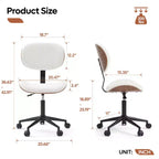Chaise de Bureau Ergonomique sans Accoudoirs Bestier Bentwood, Chaise de Table Confortable avec Support Lombaire, Chaise de Bureau à Roulettes Réglable en Hauteur en Cuir PU
