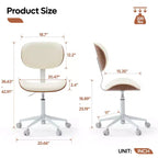 Chaise de Bureau Ergonomique sans Accoudoirs Bestier Bentwood, Chaise de Table Confortable avec Support Lombaire, Chaise de Bureau à Roulettes Réglable en Hauteur en Cuir PU