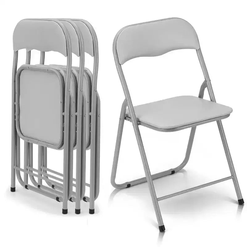 Lot de 4 chaises pliantes avec coussin et pieds en métal, patins antidérapants pour événements extérieurs et intérieurs portables