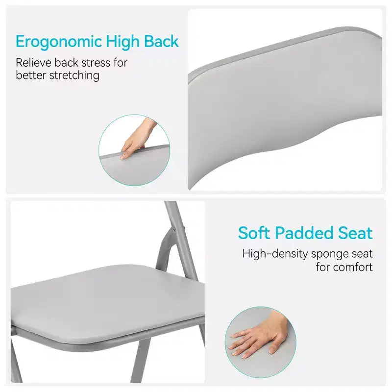 Lot de 4 chaises pliantes avec coussin et pieds en métal, patins antidérapants pour événements extérieurs et intérieurs portables