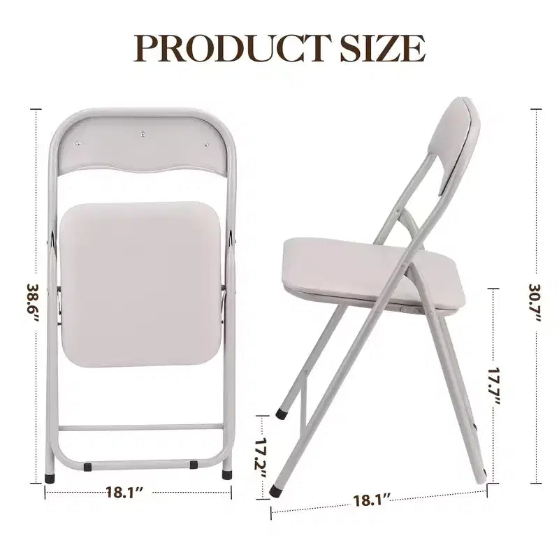 Lot de 4 chaises pliantes avec coussin et pieds en métal, patins antidérapants pour événements extérieurs et intérieurs portables