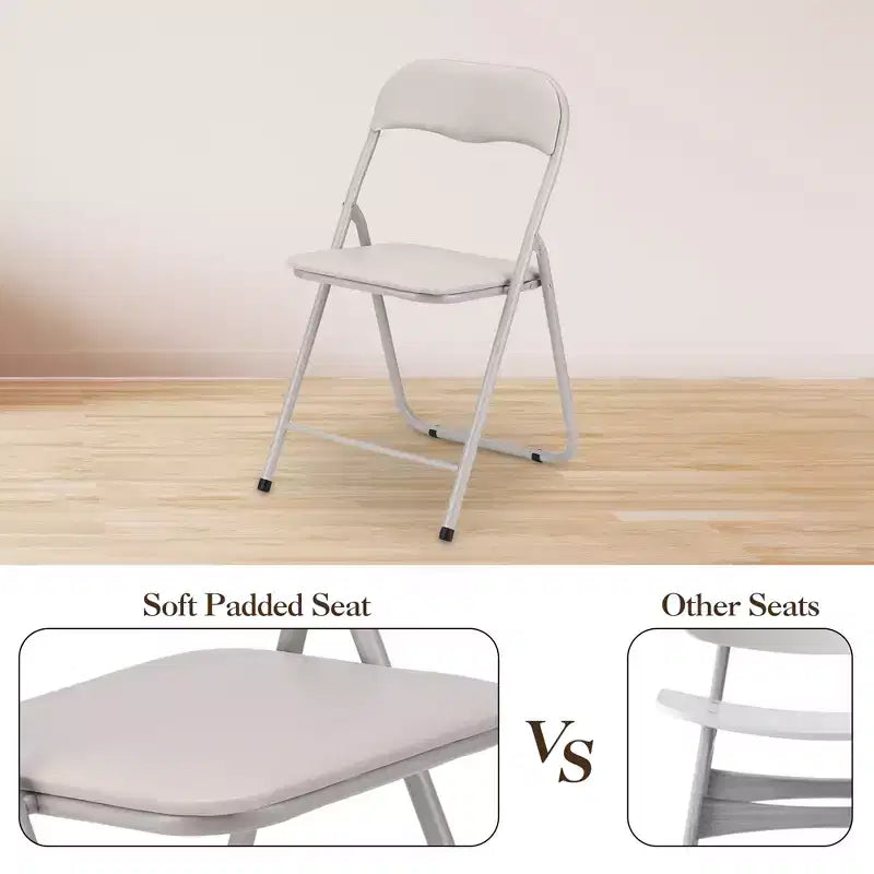 Lot de 4 chaises pliantes avec coussin et pieds en métal, patins antidérapants pour événements extérieurs et intérieurs portables