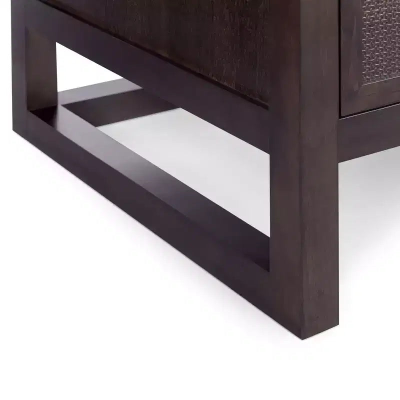 Buffet 4 portes Hatteras Modern Boho avec accents en bois massif et rotin naturel - Teamson Home