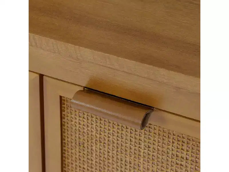 Buffet 4 portes Hatteras Modern Boho avec accents en bois massif et rotin naturel - Teamson Home