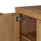 Buffet 4 portes Hatteras Modern Boho avec accents en bois massif et rotin naturel - Teamson Home