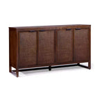 Buffet 4 portes Hatteras Modern Boho avec accents en bois massif et rotin naturel - Teamson Home