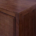 Buffet 4 portes Hatteras Modern Boho avec accents en bois massif et rotin naturel - Teamson Home