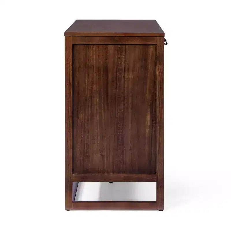Buffet 4 portes Hatteras Modern Boho avec accents en bois massif et rotin naturel - Teamson Home