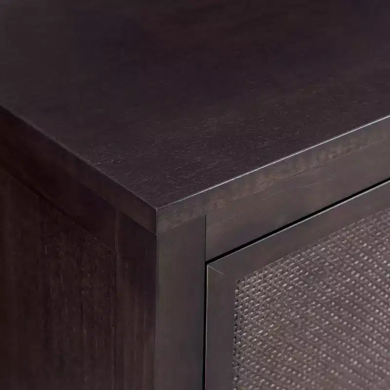 Buffet 4 portes Hatteras Modern Boho avec accents en bois massif et rotin naturel - Teamson Home