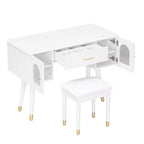 Homy Casa Coiffeuse avec Tabouret et Meubles de Rangement pour Chambre ou Dressing, Blanc