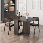 Table de salle à manger pliante pour cuisine, table de salle à manger peu encombrante avec étagère de rangement, table de cuisine à abattants extensible pour petit espace
