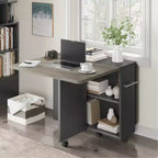 Table de salle à manger pliante pour cuisine, table de salle à manger peu encombrante avec étagère de rangement, table de cuisine à abattants extensible pour petit espace
