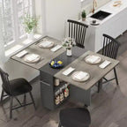 Table de salle à manger pliante pour cuisine, table de salle à manger peu encombrante avec étagère de rangement, table de cuisine à abattants extensible pour petit espace