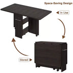 Table de salle à manger pliante pour cuisine, table de salle à manger peu encombrante avec étagère de rangement, table de cuisine à abattants extensible pour petit espace