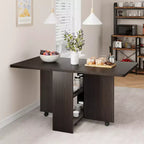 Folding Dining Table for Kitchen, Space Saving Dining Table with Storage Shelf, Expandable Kitchen Drop Leaf Table for Small Space