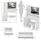 Ensemble de coiffeuse 40 grande taille, table de chevet gauche, coiffeuse avec tabouret rembourré