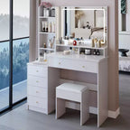 Ensemble de coiffeuse 40 grande taille, table de chevet gauche, coiffeuse avec tabouret rembourré