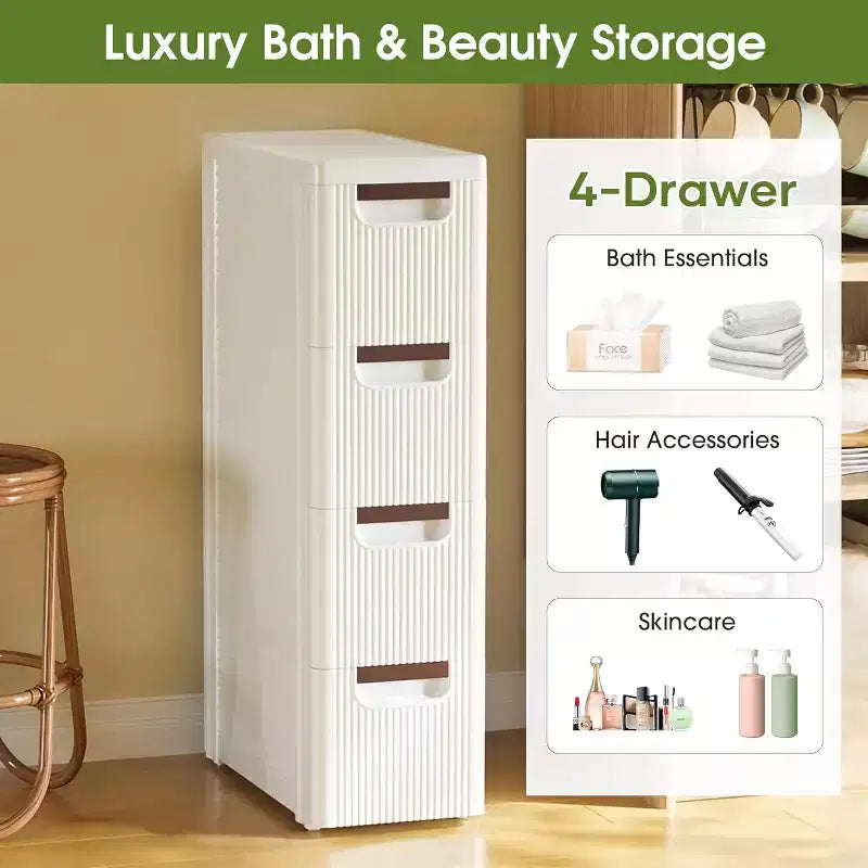 Dcolora Armoire de Rangement Étroite à 3 Tiroirs, Meuble de Rangement Fin pour Salle de Bain