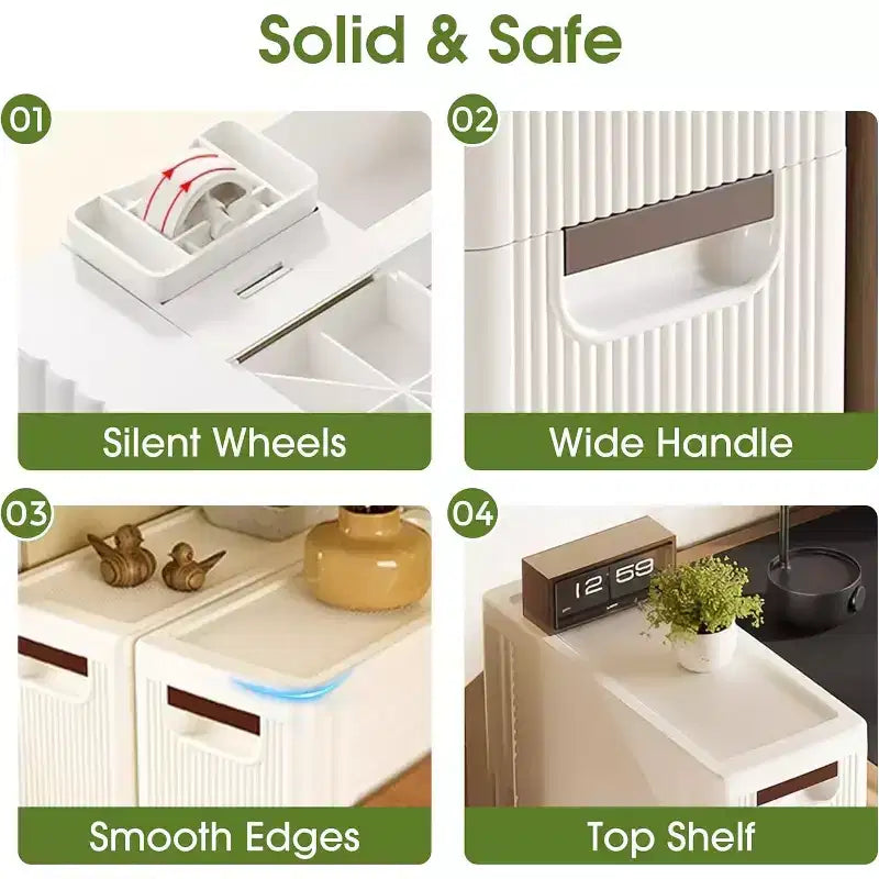 Dcolora Armoire de Rangement Étroite à 3 Tiroirs, Meuble de Rangement Fin pour Salle de Bain