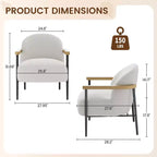 Fauteuil d'appoint mi-siècle 81 cm GustoWave, chaise de lecture à cadre métallique pour salon - Beige