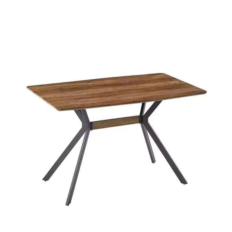 Table de salle à manger rectangulaire Homy Casa, plateau en noyer avec pieds en métal noir - Style urbain contemporain