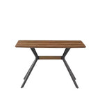 Table de salle à manger rectangulaire Homy Casa, plateau en noyer avec pieds en métal noir - Style urbain contemporain