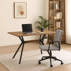 Table de salle à manger rectangulaire Homy Casa, plateau en noyer avec pieds en métal noir - Style urbain contemporain