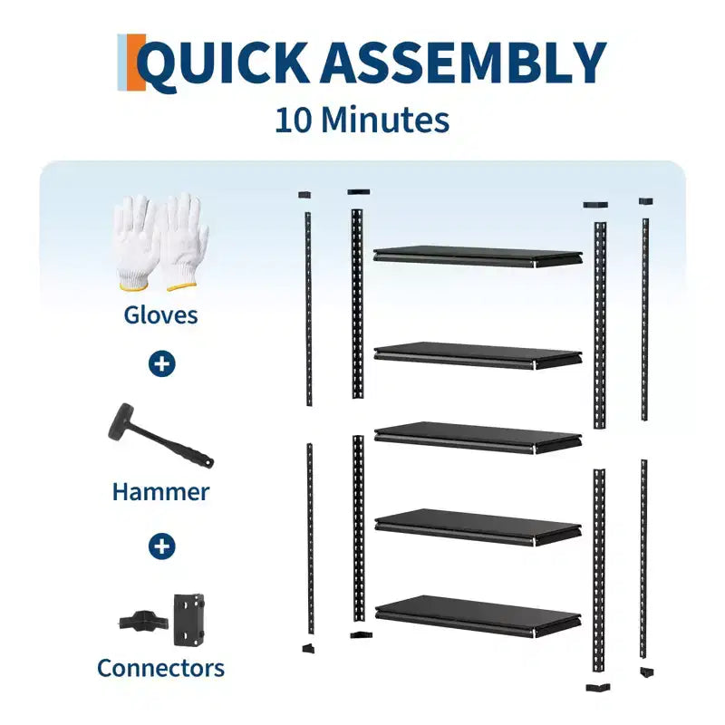Étagère de rangement de garage à 5 niveaux, étagère utilitaire réglable en acier avec tablettes métalliques, capacité totale de 1746 kg, pour garage, entrepôt, usage intensif
